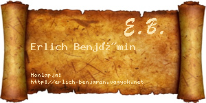 Erlich Benjámin névjegykártya
